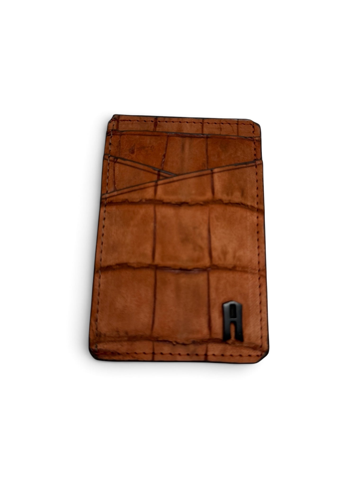 Vertical Cardholder - Croc Suede